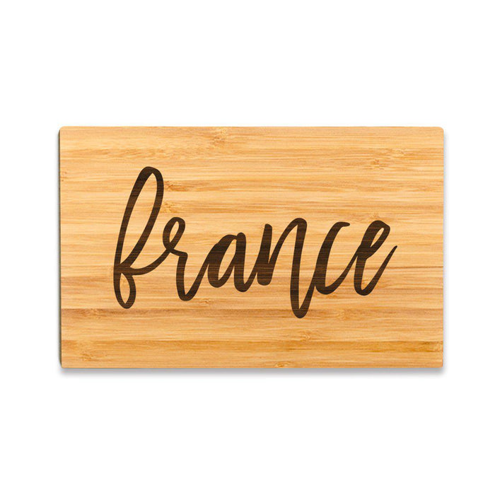 Small Engraved City Country Bamboo Wood Cutting Board, Calligraphy-Set of 1-Andaz Press-France-