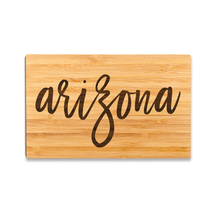 Small Engraved State Bamboo Wood Cutting Board, Calligraphy-Set of 1-Andaz Press-Arizona-