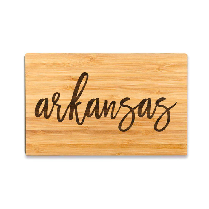 Small Engraved State Bamboo Wood Cutting Board, Calligraphy-Set of 1-Andaz Press-Arkansas-