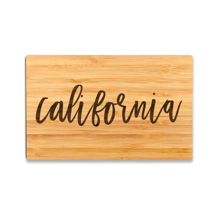 Small Engraved State Bamboo Wood Cutting Board, Calligraphy-Set of 1-Andaz Press-California-