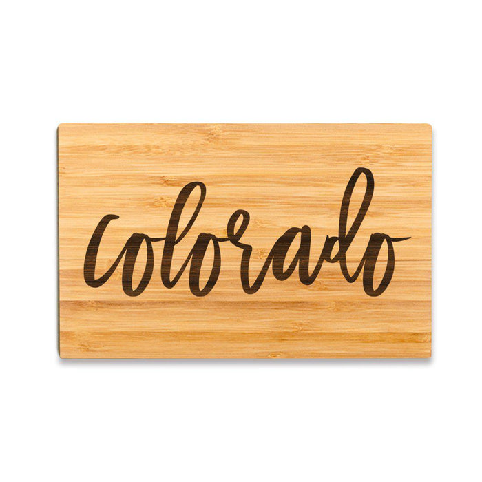 Small Engraved State Bamboo Wood Cutting Board, Calligraphy-Set of 1-Andaz Press-Colorado-