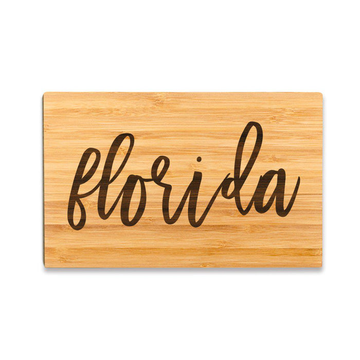 Small Engraved State Bamboo Wood Cutting Board, Calligraphy-Set of 1-Andaz Press-Florida-