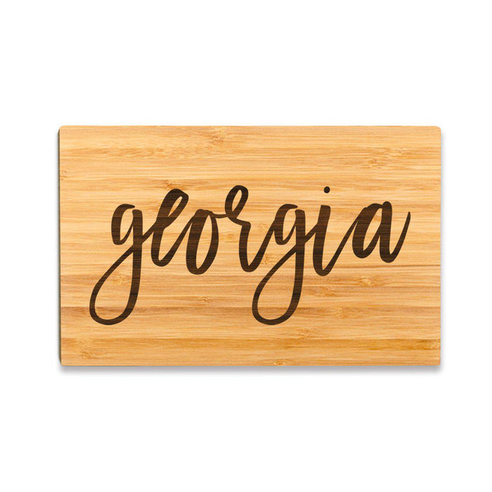 Small Engraved State Bamboo Wood Cutting Board, Calligraphy-Set of 1-Andaz Press-Georgia-