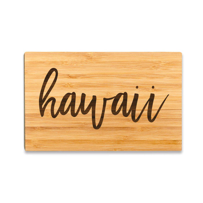 Small Engraved State Bamboo Wood Cutting Board, Calligraphy-Set of 1-Andaz Press-Hawaii-