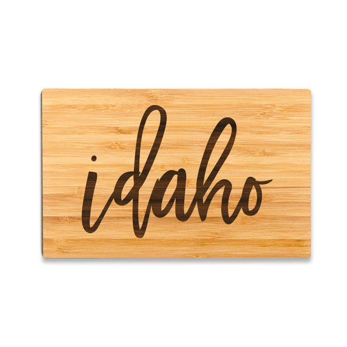 Small Engraved State Bamboo Wood Cutting Board, Calligraphy-Set of 1-Andaz Press-Idaho-