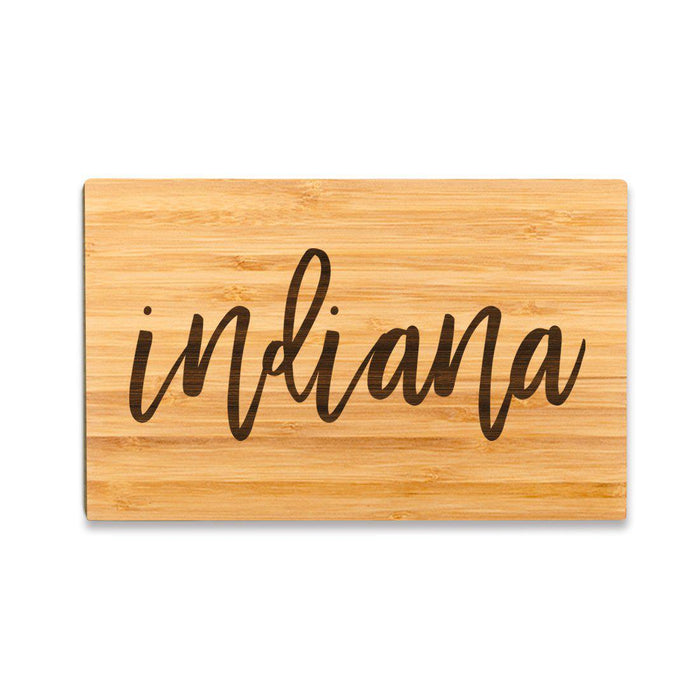 Small Engraved State Bamboo Wood Cutting Board, Calligraphy-Set of 1-Andaz Press-Indiana-