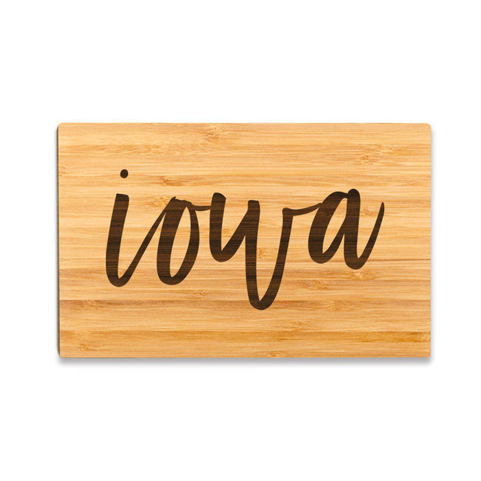 Small Engraved State Bamboo Wood Cutting Board, Calligraphy-Set of 1-Andaz Press-Iowa-