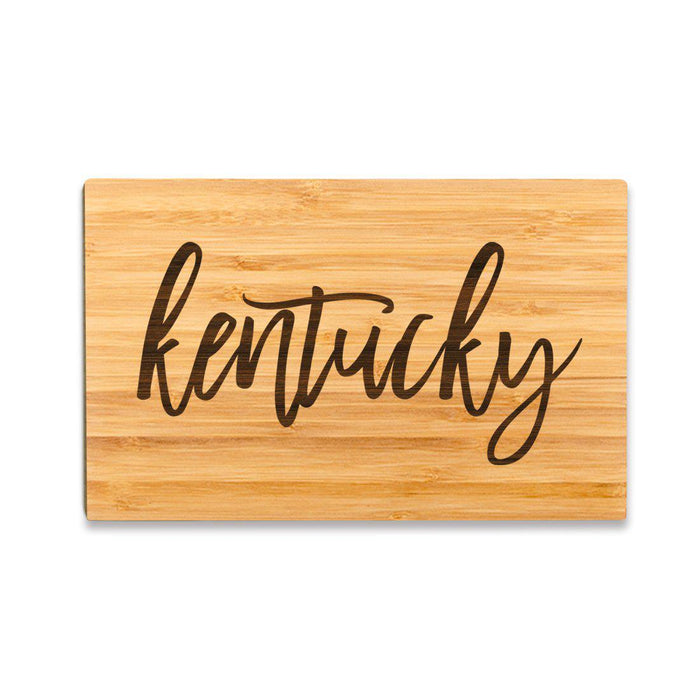 Small Engraved State Bamboo Wood Cutting Board, Calligraphy-Set of 1-Andaz Press-Kentucky-
