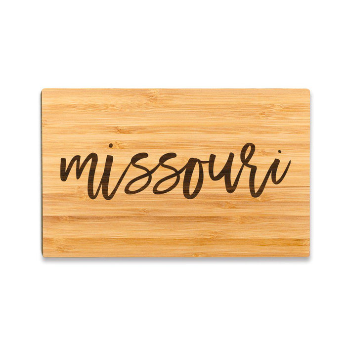 Small Engraved State Bamboo Wood Cutting Board, Calligraphy-Set of 1-Andaz Press-Missouri-
