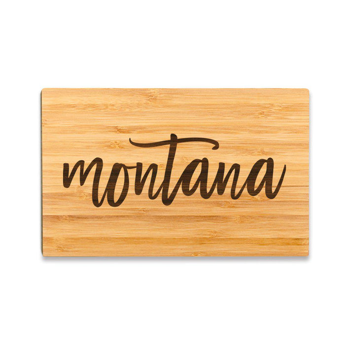 Small Engraved State Bamboo Wood Cutting Board, Calligraphy-Set of 1-Andaz Press-Montana-