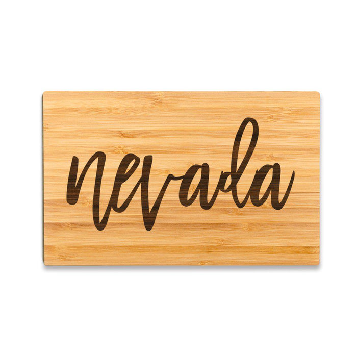 Small Engraved State Bamboo Wood Cutting Board, Calligraphy-Set of 1-Andaz Press-Nevada-