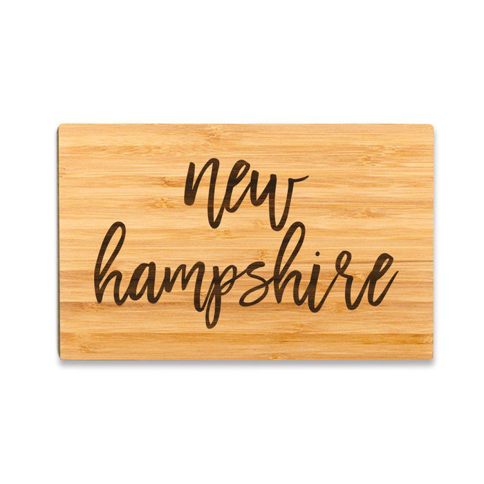 Small Engraved State Bamboo Wood Cutting Board, Calligraphy-Set of 1-Andaz Press-New Hampshire-
