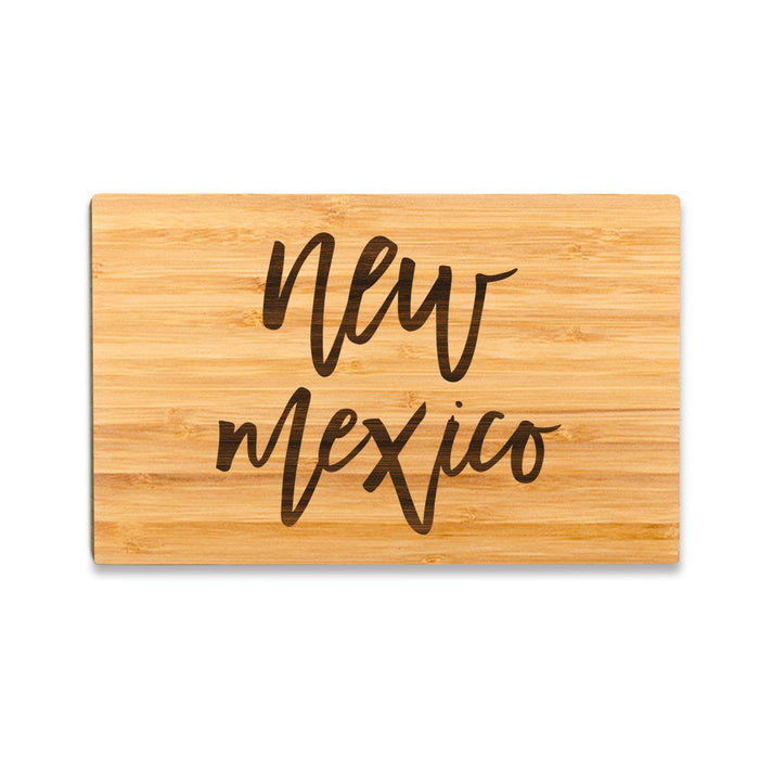 Small Engraved State Bamboo Wood Cutting Board, Calligraphy-Set of 1-Andaz Press-New Mexico-