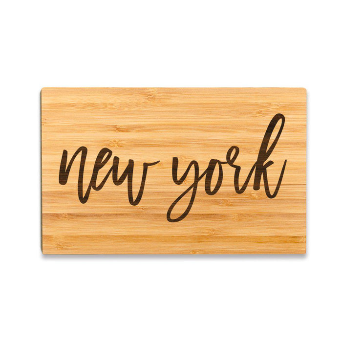 Small Engraved State Bamboo Wood Cutting Board, Calligraphy-Set of 1-Andaz Press-New York-