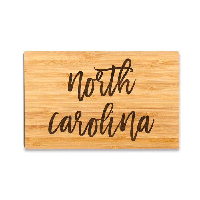 Small Engraved State Bamboo Wood Cutting Board, Calligraphy-Set of 1-Andaz Press-North Carolina-
