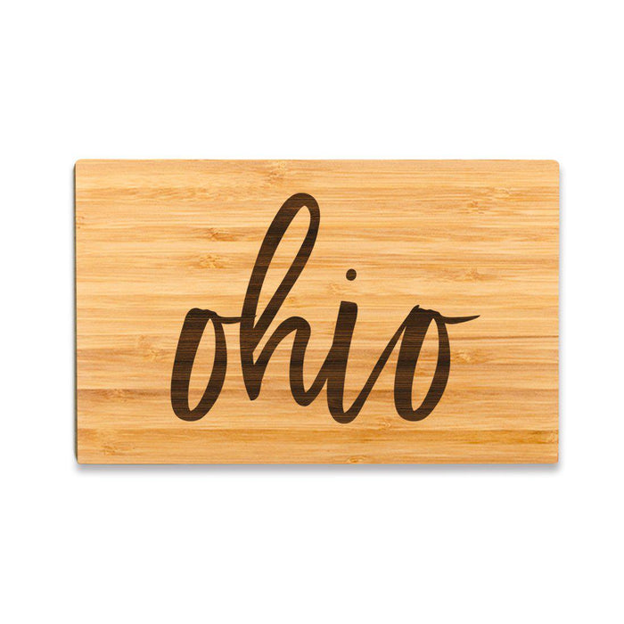 Small Engraved State Bamboo Wood Cutting Board, Calligraphy-Set of 1-Andaz Press-Ohio-