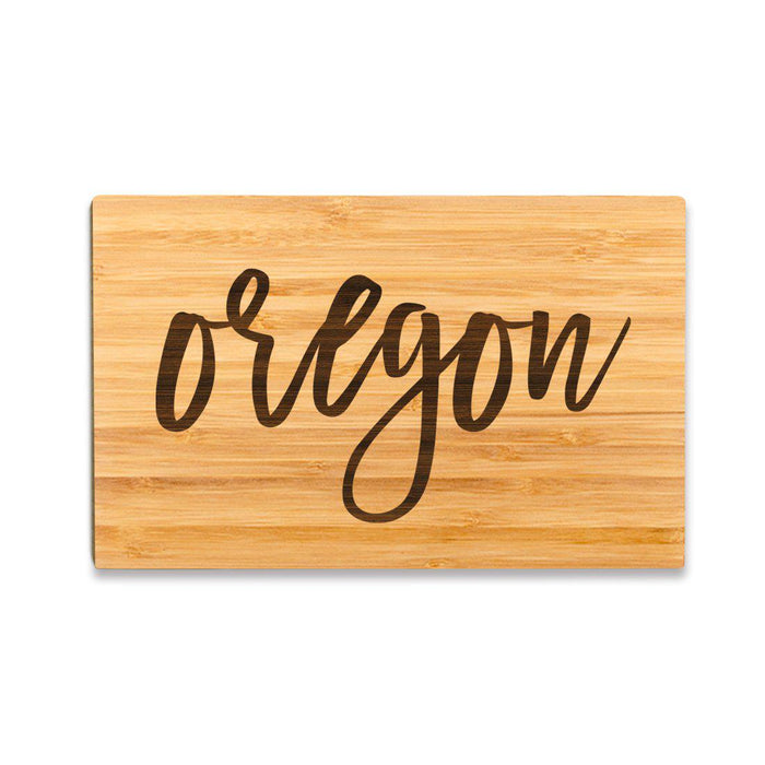 Small Engraved State Bamboo Wood Cutting Board, Calligraphy-Set of 1-Andaz Press-Oregon-