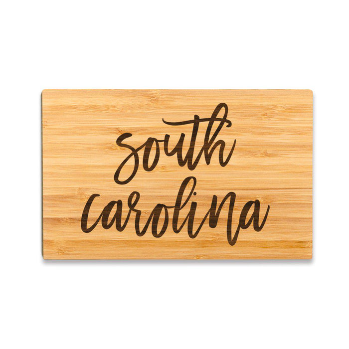 Small Engraved State Bamboo Wood Cutting Board, Calligraphy-Set of 1-Andaz Press-South Carolina-