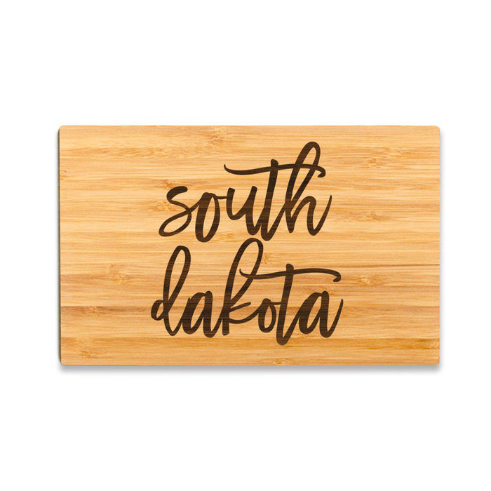 Small Engraved State Bamboo Wood Cutting Board, Calligraphy-Set of 1-Andaz Press-South Dakota-