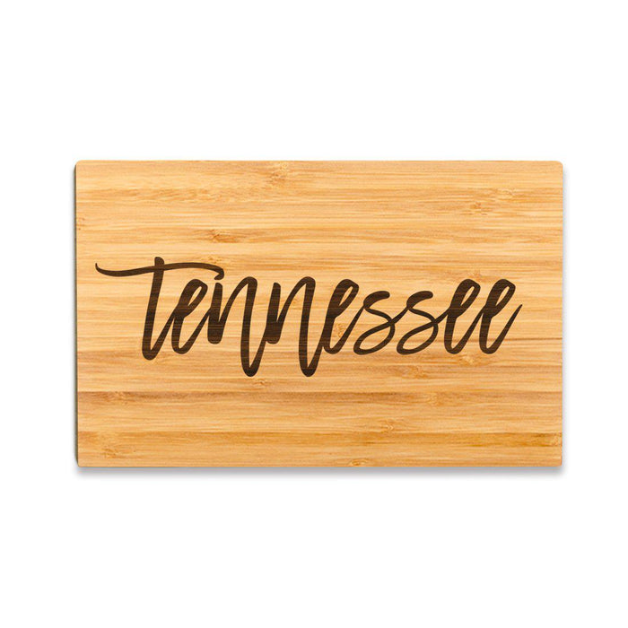 Small Engraved State Bamboo Wood Cutting Board, Calligraphy-Set of 1-Andaz Press-Tennessee-