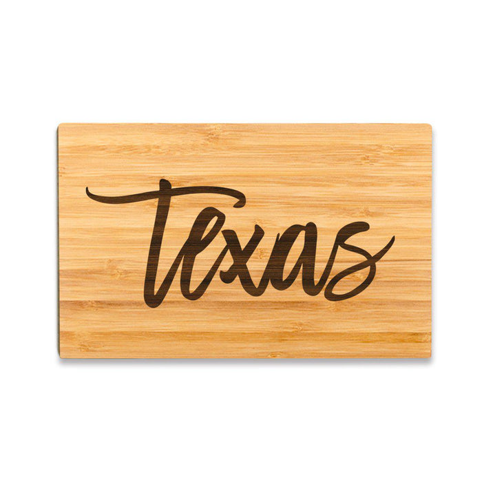Small Engraved State Bamboo Wood Cutting Board, Calligraphy-Set of 1-Andaz Press-Texas-