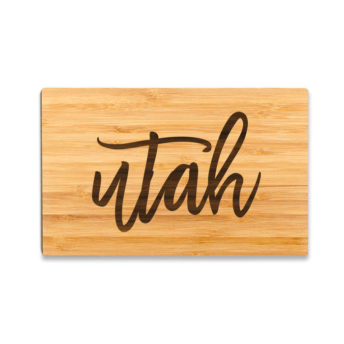 Small Engraved State Bamboo Wood Cutting Board, Calligraphy-Set of 1-Andaz Press-Utah-
