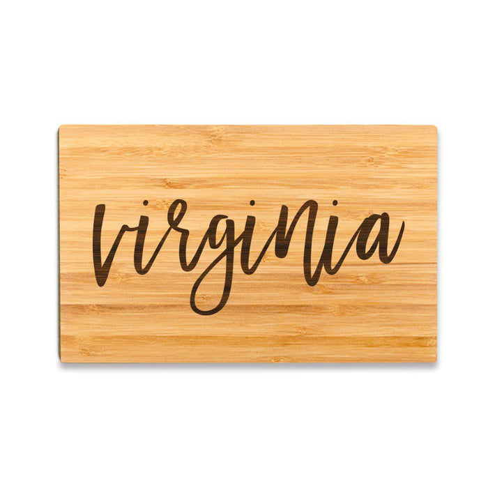 Small Engraved State Bamboo Wood Cutting Board, Calligraphy-Set of 1-Andaz Press-Virginia-