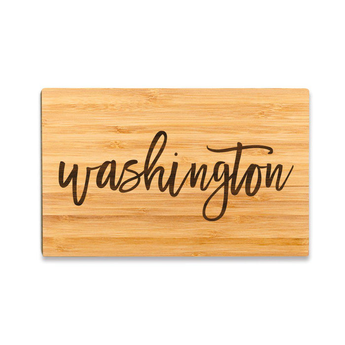 Small Engraved State Bamboo Wood Cutting Board, Calligraphy-Set of 1-Andaz Press-Washington-