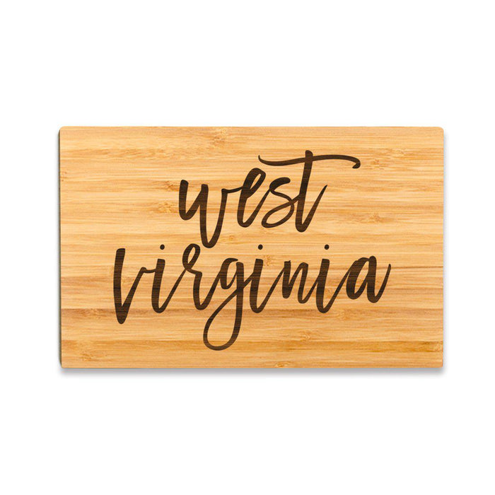 Small Engraved State Bamboo Wood Cutting Board, Calligraphy-Set of 1-Andaz Press-West Virginia-