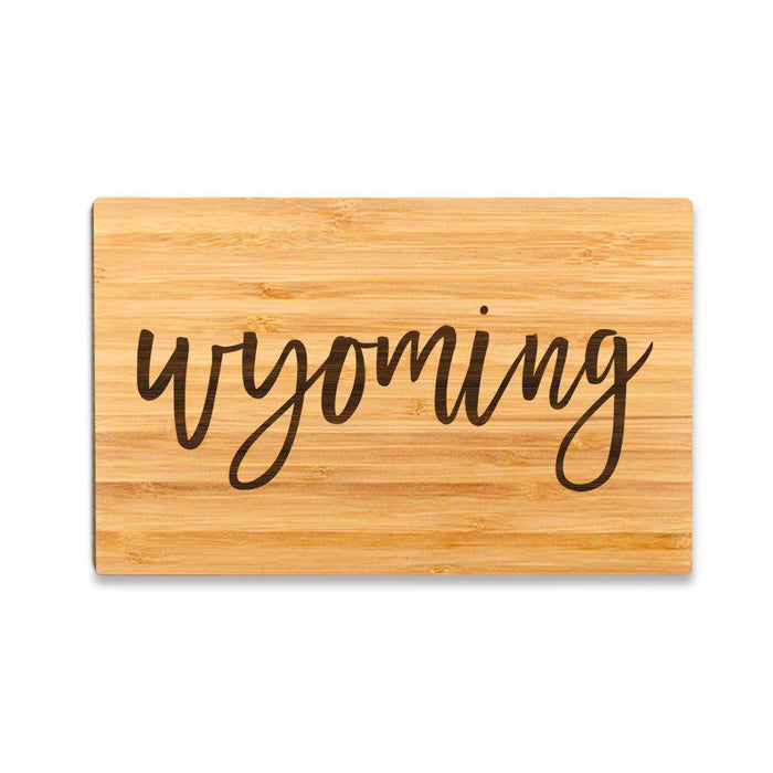 Small Engraved State Bamboo Wood Cutting Board, Calligraphy-Set of 1-Andaz Press-Wyoming-