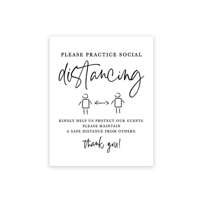 Social Distance Canvas Wedding Party Signs, Formal Black and White Canvas Print Table Sign-Set of 1-Andaz Press-Mask-