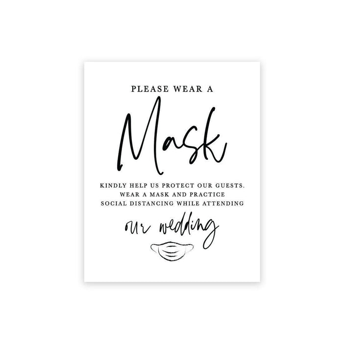 Social Distance Canvas Wedding Party Signs, Formal Black and White Canvas Print Table Sign-Set of 1-Andaz Press-Mask-