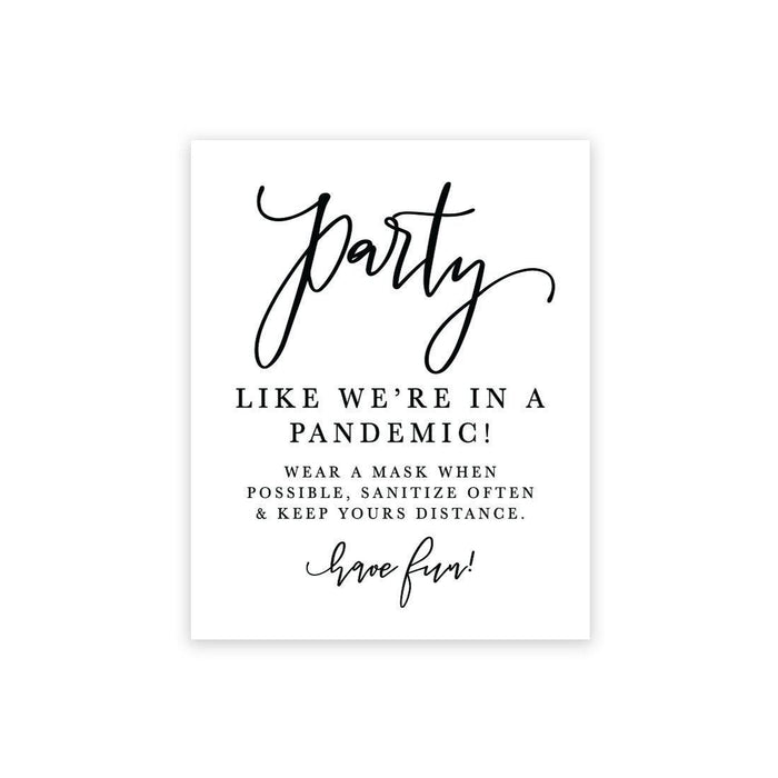 Social Distance Canvas Wedding Party Signs, Formal Black and White Canvas Print Table Sign-Set of 1-Andaz Press-Mask-