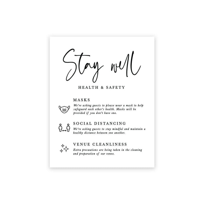 Social Distance Canvas Wedding Party Signs, Formal Black and White Canvas Print Table Sign-Set of 1-Andaz Press-Mask-