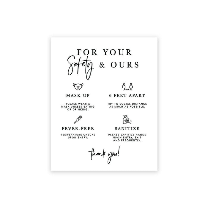 Social Distance Canvas Wedding Party Signs, Formal Black and White Canvas Print Table Sign-Set of 1-Andaz Press-Mask-