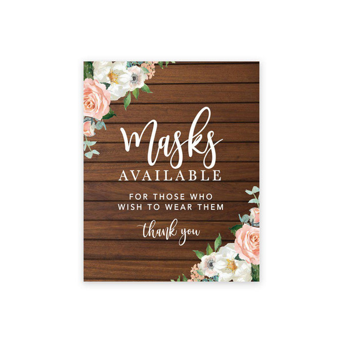 Social Distance Canvas Wedding Party Signs, Formal Black and White Canvas Print Table Sign-Set of 1-Andaz Press-Floral Masks-