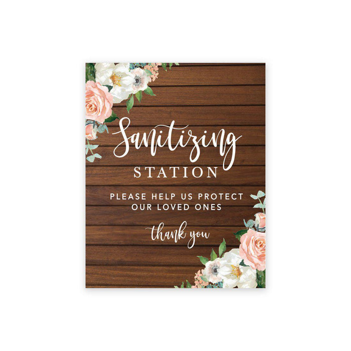 Social Distance Canvas Wedding Party Signs, Formal Black and White Canvas Print Table Sign-Set of 1-Andaz Press-Floral Sanitizing-