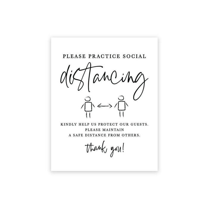 Social Distance Canvas Wedding Party Signs, Formal Black and White Canvas Print Table Sign-Set of 1-Andaz Press-Please Practice Distancing-