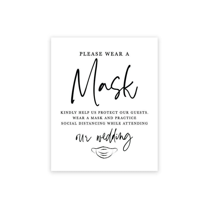 Social Distance Canvas Wedding Party Signs, Formal Black and White Canvas Print Table Sign-Set of 1-Andaz Press-Please Wear A Mask-