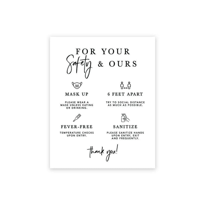 Social Distance Canvas Wedding Party Signs, Formal Black and White Canvas Print Table Sign-Set of 1-Andaz Press-Safety and Ours-