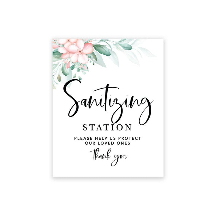 Social Distance Canvas Wedding Party Signs, Formal Black and White Canvas Print Table Sign-Set of 1-Andaz Press-Sanitizing Station Canvas-