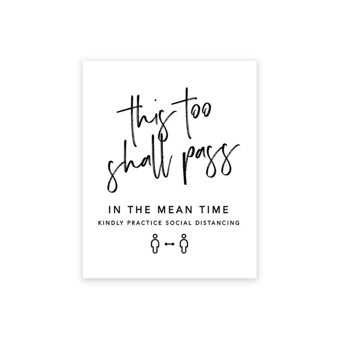 Social Distance Canvas Wedding Party Signs, Formal Black and White Canvas Print Table Sign-Set of 1-Andaz Press-Shall Pass-