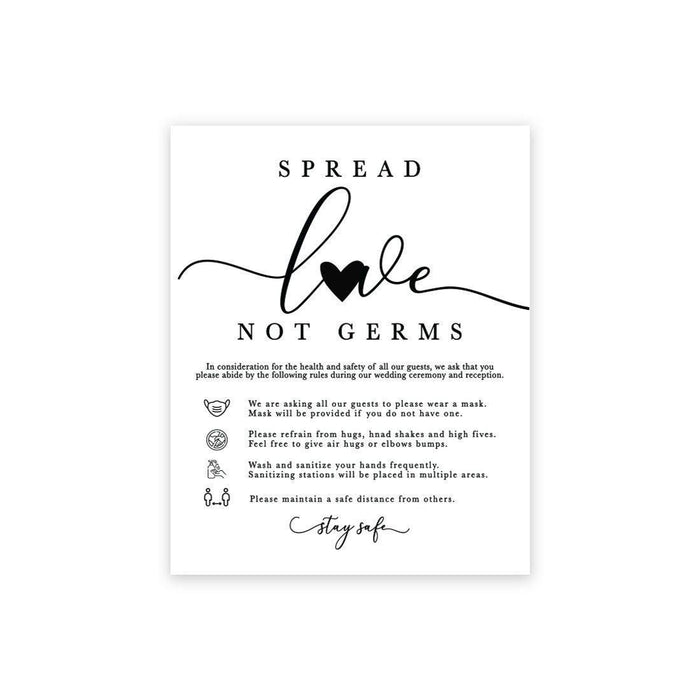 Social Distance Canvas Wedding Party Signs, Formal Black and White Canvas Print Table Sign-Set of 1-Andaz Press-Spread Love Not Germs-