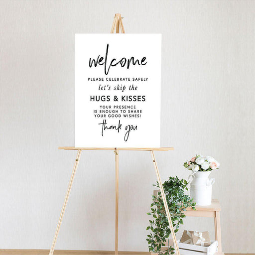 Social Distance Canvas Wedding Party Signs, Formal Black and White Canvas-Set of 1-Andaz Press-Celebrate Safely-