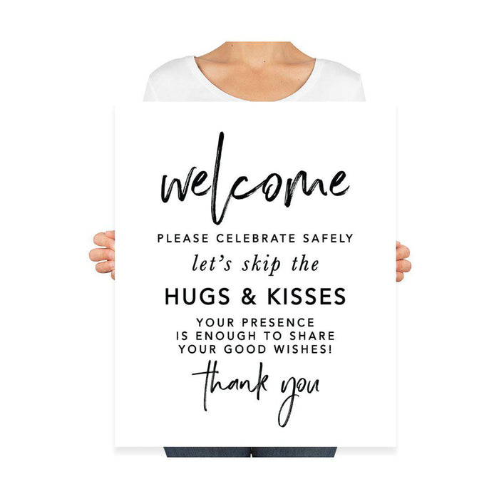 Social Distance Canvas Wedding Party Signs, Formal Black and White Canvas-Set of 1-Andaz Press-Celebrate Safely-