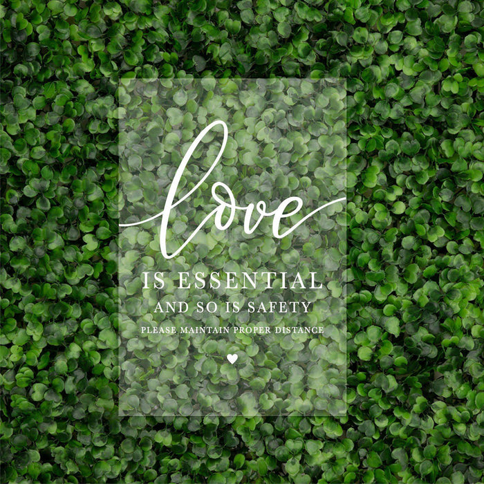 Social Distance Clear Acrylic Wedding Party Signs, White Text Design-Set of 1-Andaz Press-Mask-