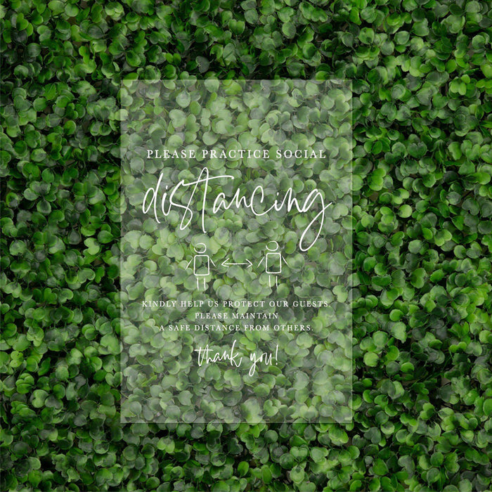 Social Distance Clear Acrylic Wedding Party Signs, White Text Design-Set of 1-Andaz Press-Mask-