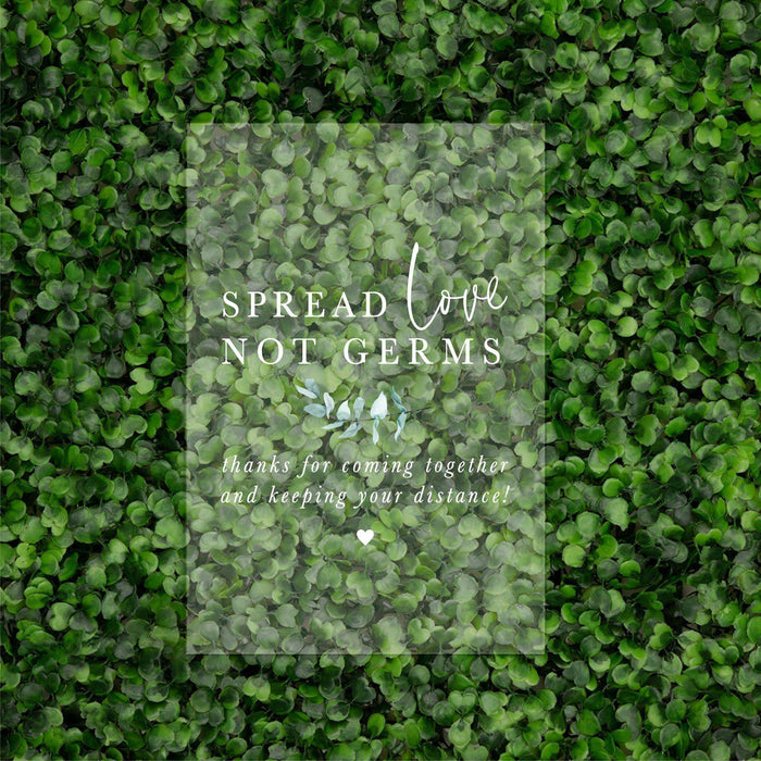 Social Distance Clear Acrylic Wedding Party Signs, White Text Design-Set of 1-Andaz Press-Mask-