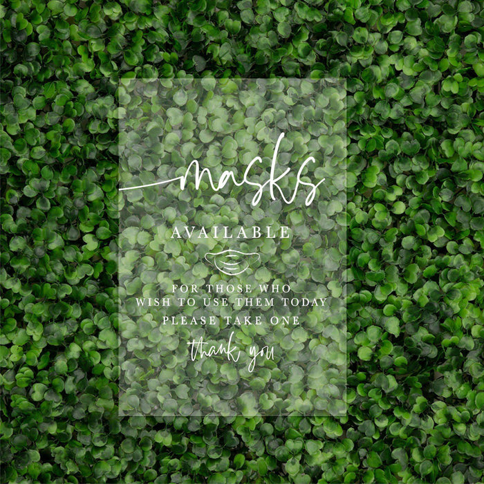 Social Distance Clear Acrylic Wedding Party Signs, White Text Design-Set of 1-Andaz Press-Mask-