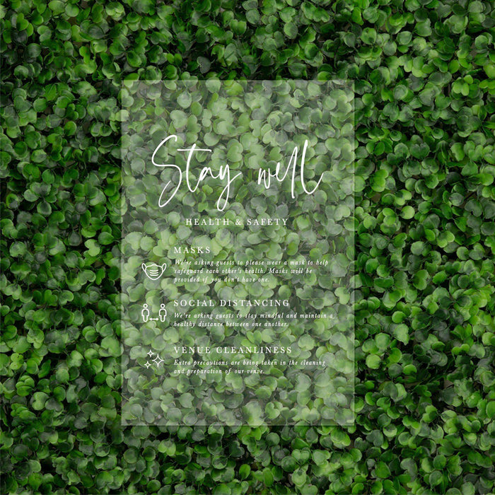 Social Distance Clear Acrylic Wedding Party Signs, White Text Design-Set of 1-Andaz Press-Mask-